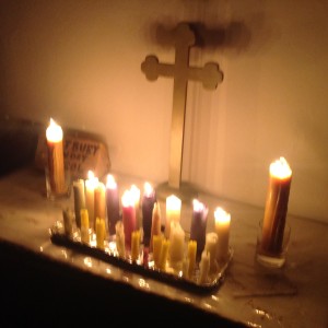 Candles made by the Sunday School for the children's altar